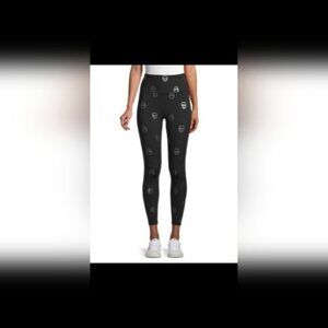 Nanette Lepore SZ M Goth Cropped Black Legging W/Novelty Skull Design